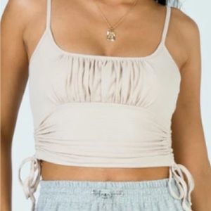 Princess Polly Tan Nude Beige Tank Top Side Scrunch Ruching US 8